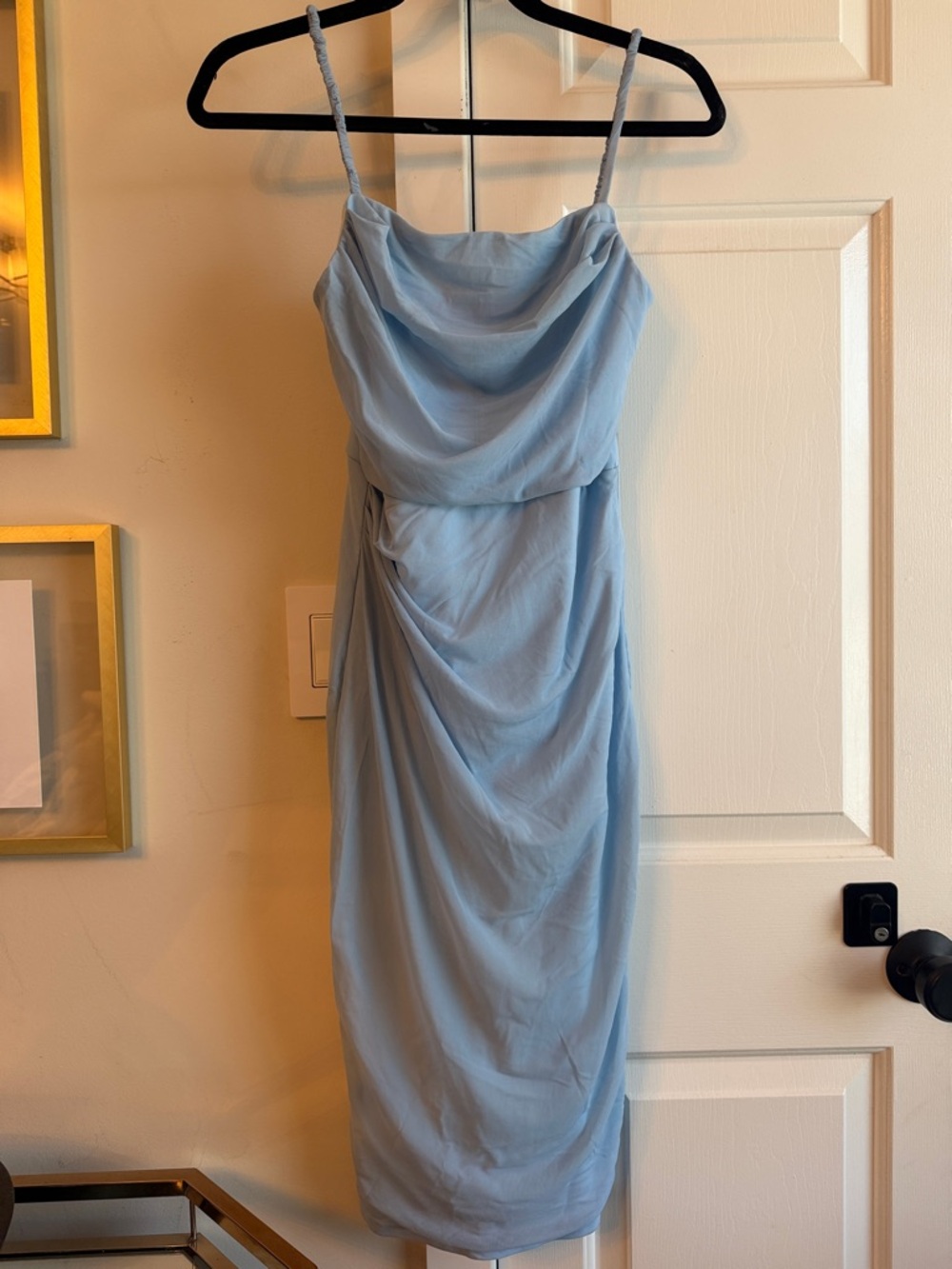 Light Blue Draped Slip Dress